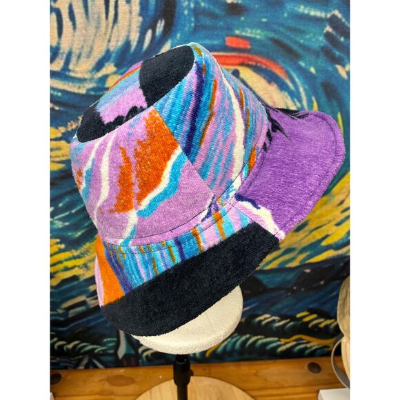Van Gogh Inspired Terry Cloth Bucket Hat | Handmade Cotton-Lined Small 21.5\